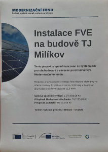 Instalace FVE na budově TJ Milíkov