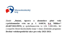 Jímání, úprava a akumulace pitné vody z průzkumného vrtu na p. č. 1648/26